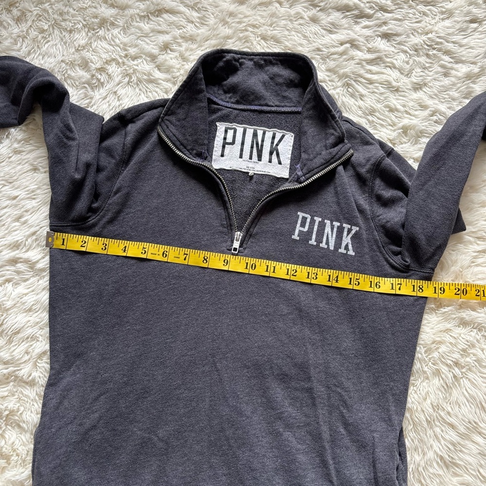 PINK Victoria's Secret Women's Dark Gray Quarter-Zip Sweater - Picture 5 of 11